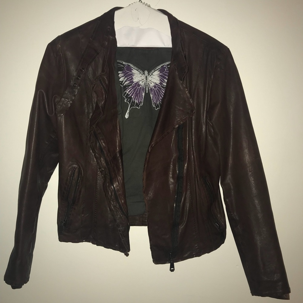 Andrew Marc Leather Jacket in Brown